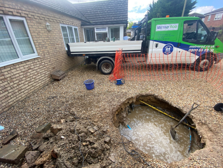 Sink hole turned rain water tank collapse cambridgeshire